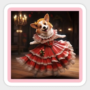 Flamenco Corgi Sticker